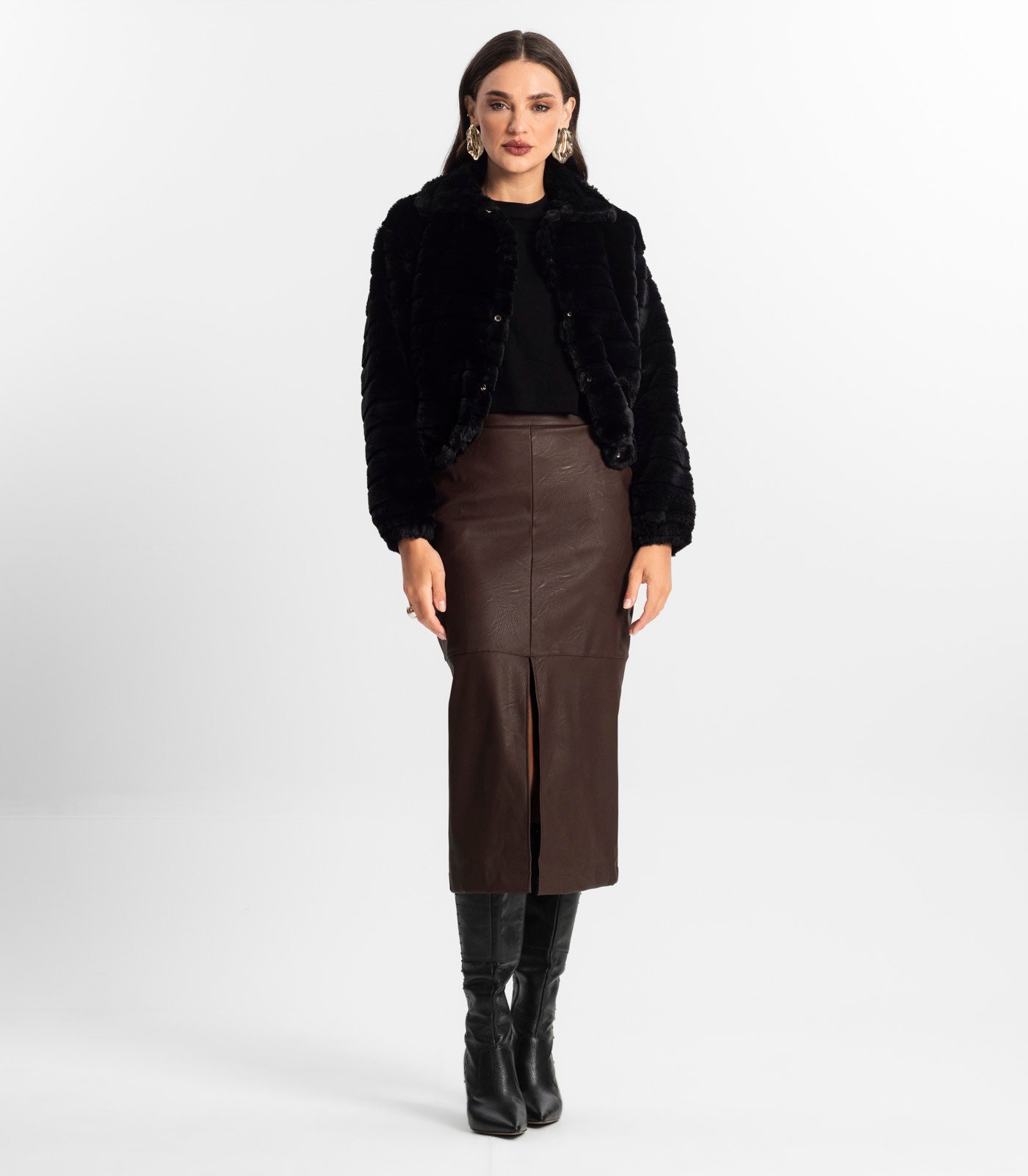 SAIA MIDI COURO SINTETICO ENDLESS - E15438