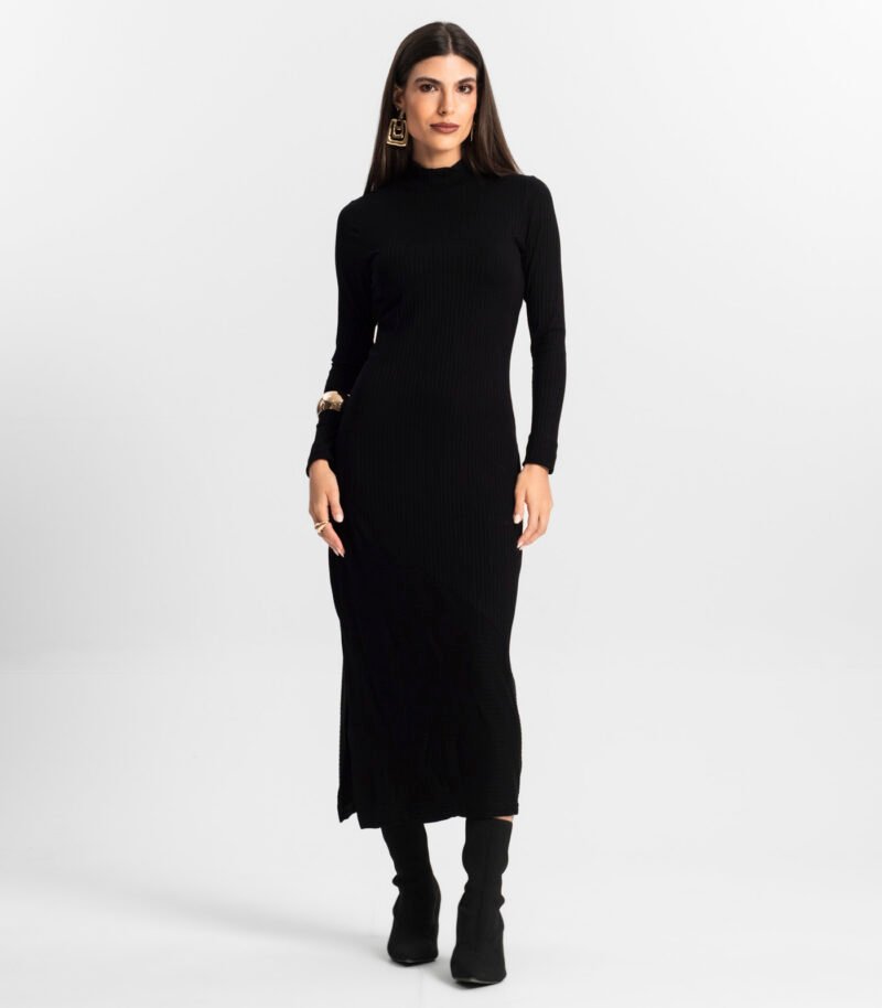 VESTIDO CANELADO BASICO LUNENDER - 474 - Imagem 3