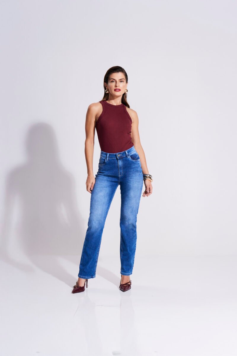 CALCA TEEZZ JEANS FEM RETA COS ALTO - 42 - 21848 - Imagem 3