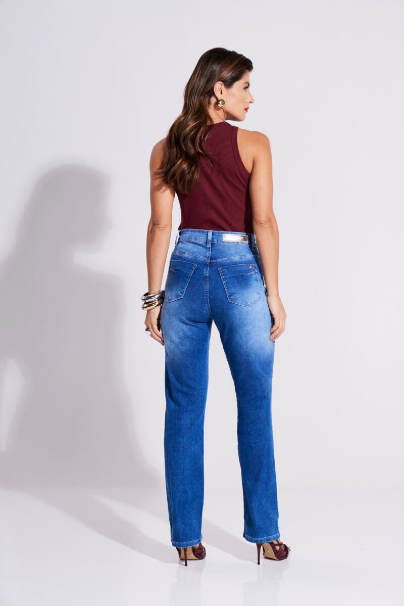 CALCA TEEZZ JEANS FEM RETA COS ALTO - 42 - 21848 - Imagem 2