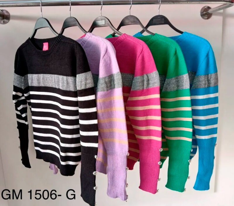 Blusa tricot modal turim listrada com detalhe lurex GM 1506 Tam G - Imagem 2