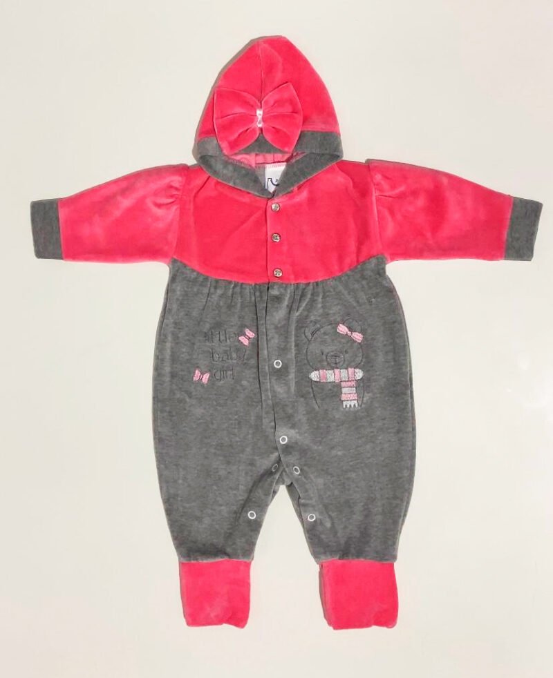 MACACAO PLUSH COM CAPUZ BORDADO URSINHA MENINA BABYNHA - 2731 - Imagem 2