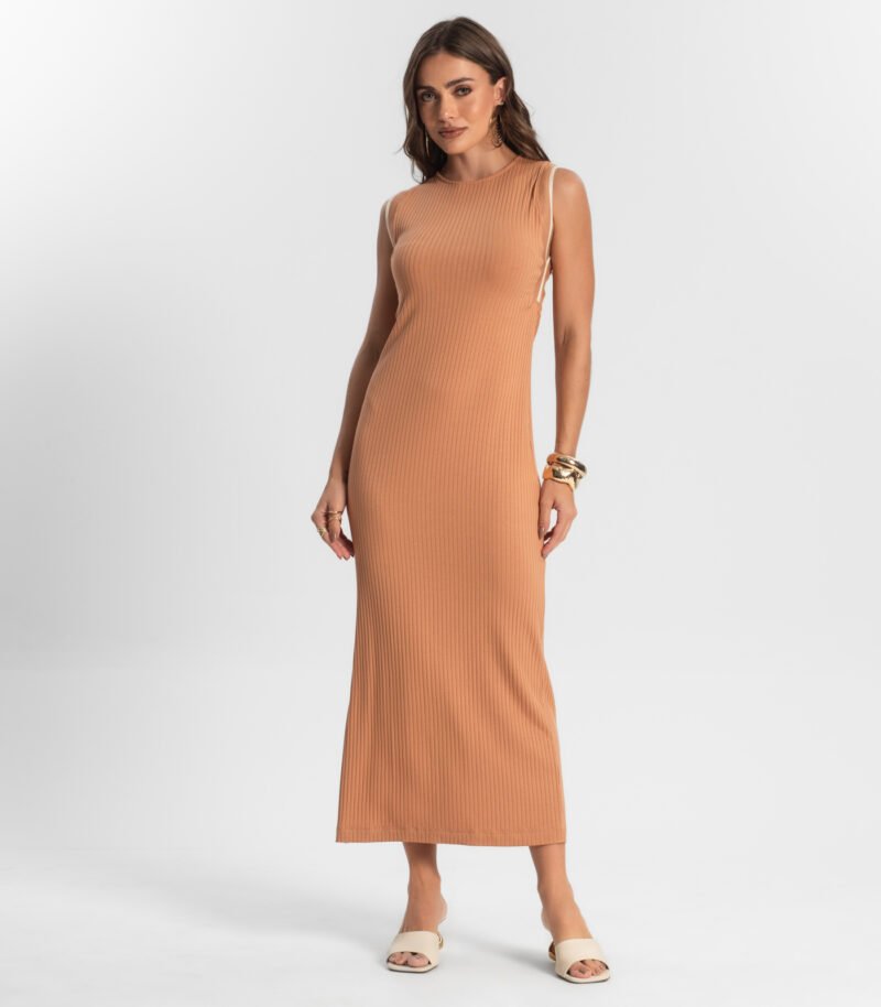 VESTIDO MIDI RIBANA CANELADA ENDLESS FEMININO - E15690