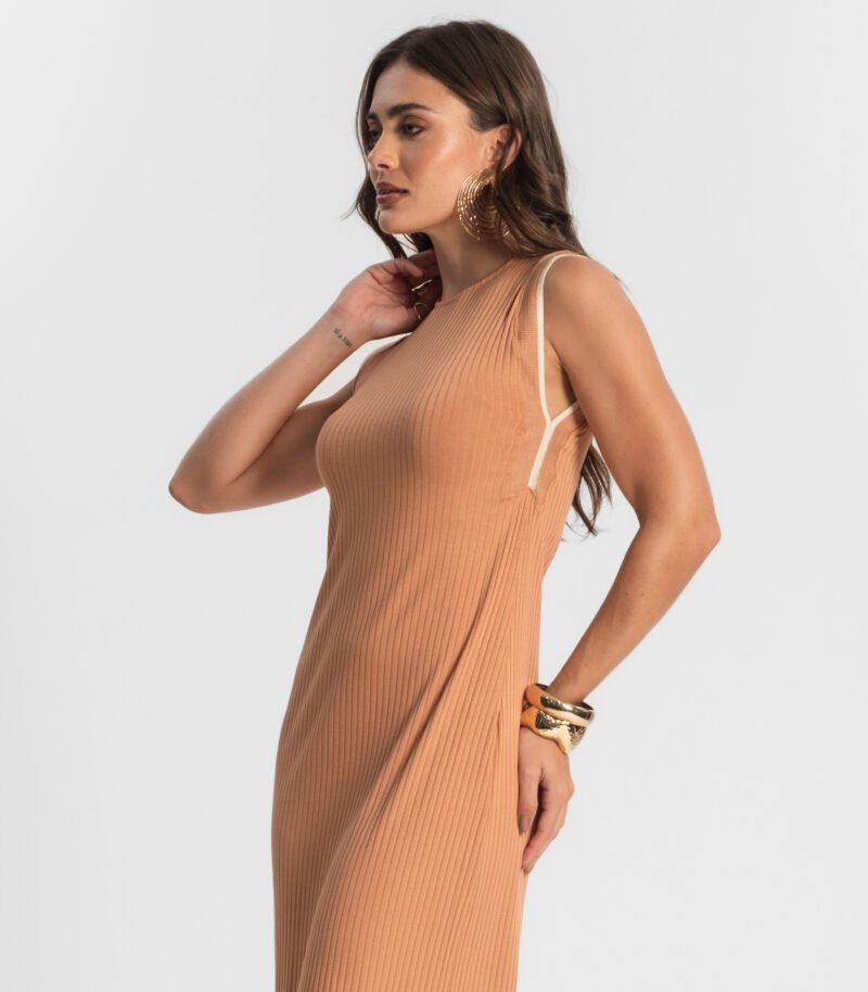 VESTIDO MIDI RIBANA CANELADA ENDLESS FEMININO - E15690 - Imagem 4