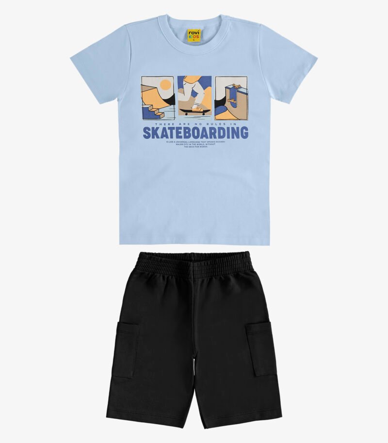 CONJUNTO CAMISETA E BERMUDA MOLETOM SARJADO ROVI KIDS - 3026423 - Imagem 5