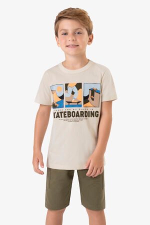 CONJUNTO CAMISETA E BERMUDA MOLETOM SARJADO ROVI KIDS - 3026423