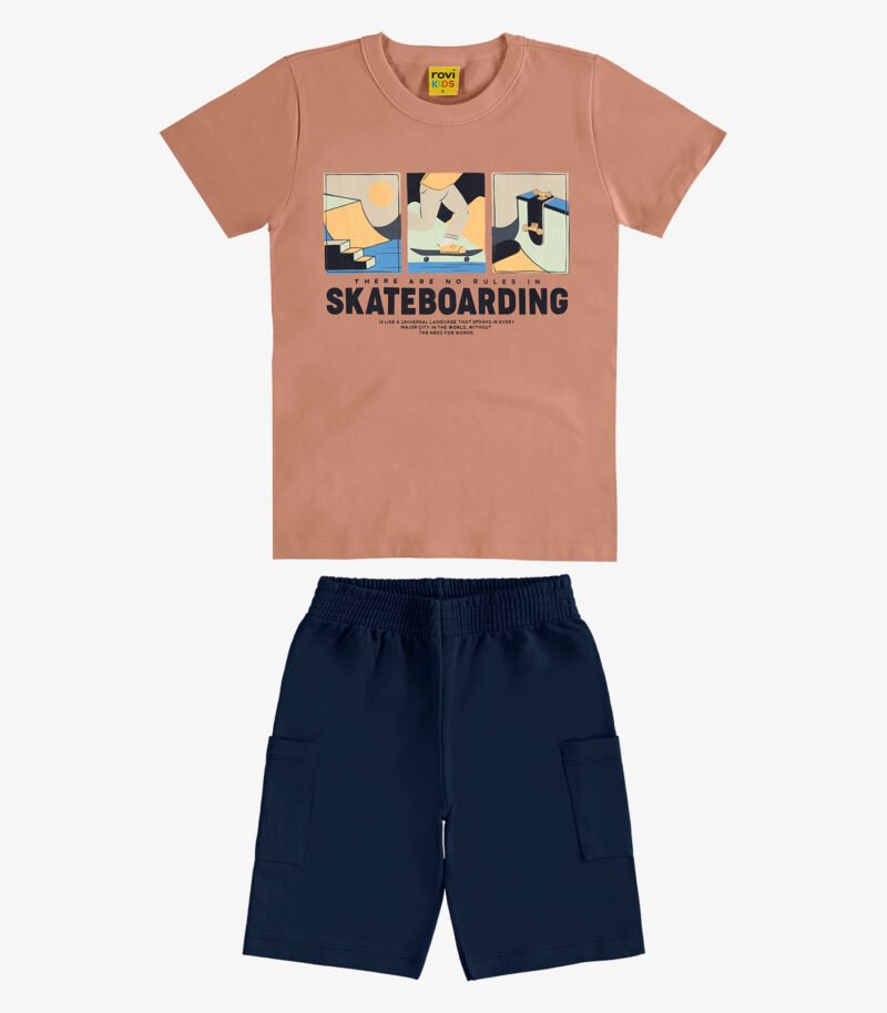 CONJUNTO CAMISETA E BERMUDA MOLETOM SARJADO ROVI KIDS - 3026423 - Imagem 15