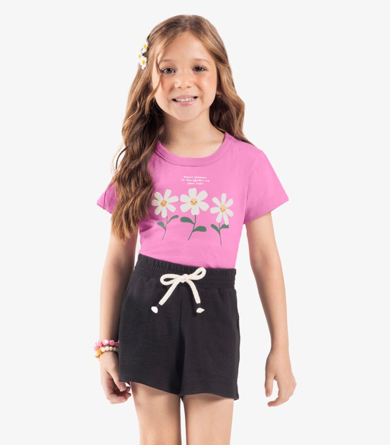 BLUSA FEMININA INFANTIL MANGA CURTA ROVI KIDS - 3140922