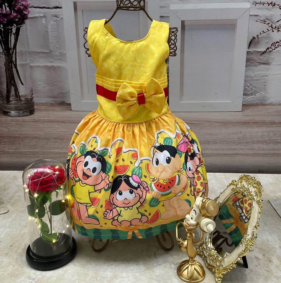 Vestido Tematico Amarelo Infantil Magali - Imagem 2