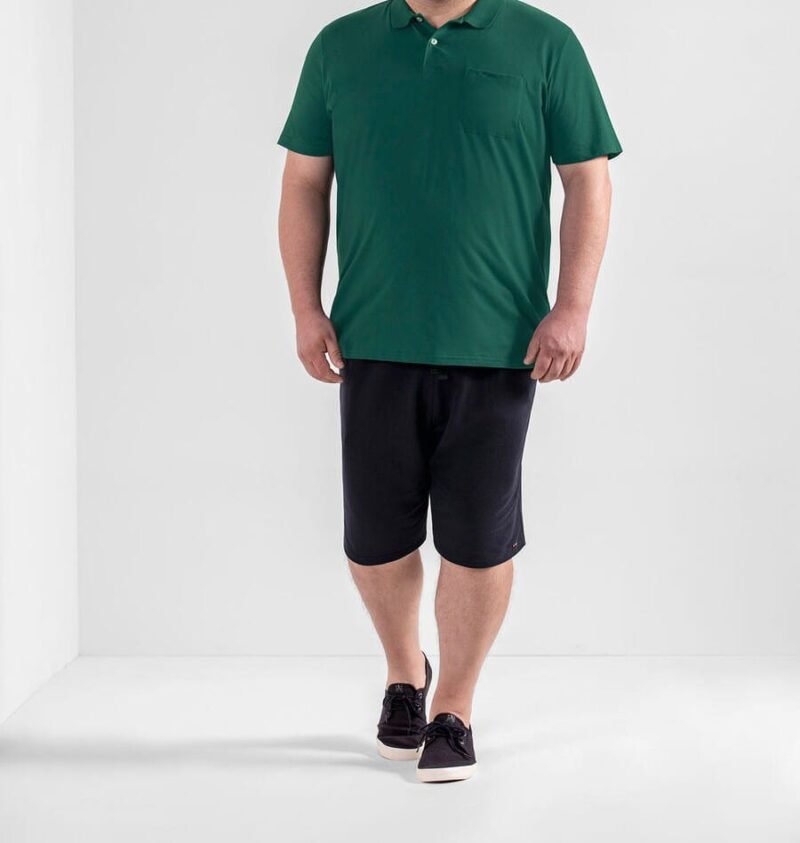CAMISETA GOLA POLO MEIA MALHA PENTEADA REATIVA COM BOLSO 839   XGG PRETA - Imagem 5