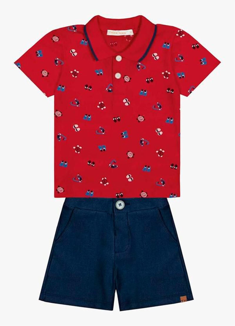 CONJUNTO CAMISETA POLO INFANTIL MENINO TRICK NICK - 1022151