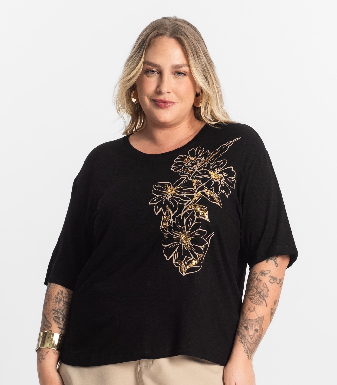 Blusa Feminina Manga Curta Secret Glam S01811 PLUS SIZE - Imagem 3