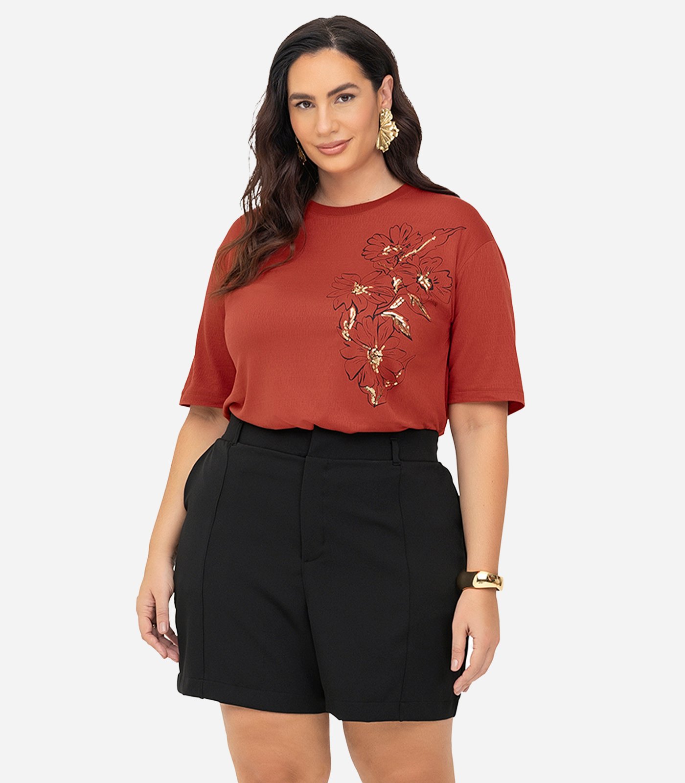 Blusa Feminina Manga Curta Secret Glam S01811 PLUS SIZE