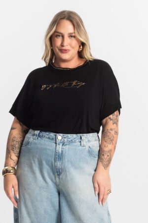 T- Shirt Feminina Manga Curta Secret Glam Codigo: S01789 PLUS SIZE