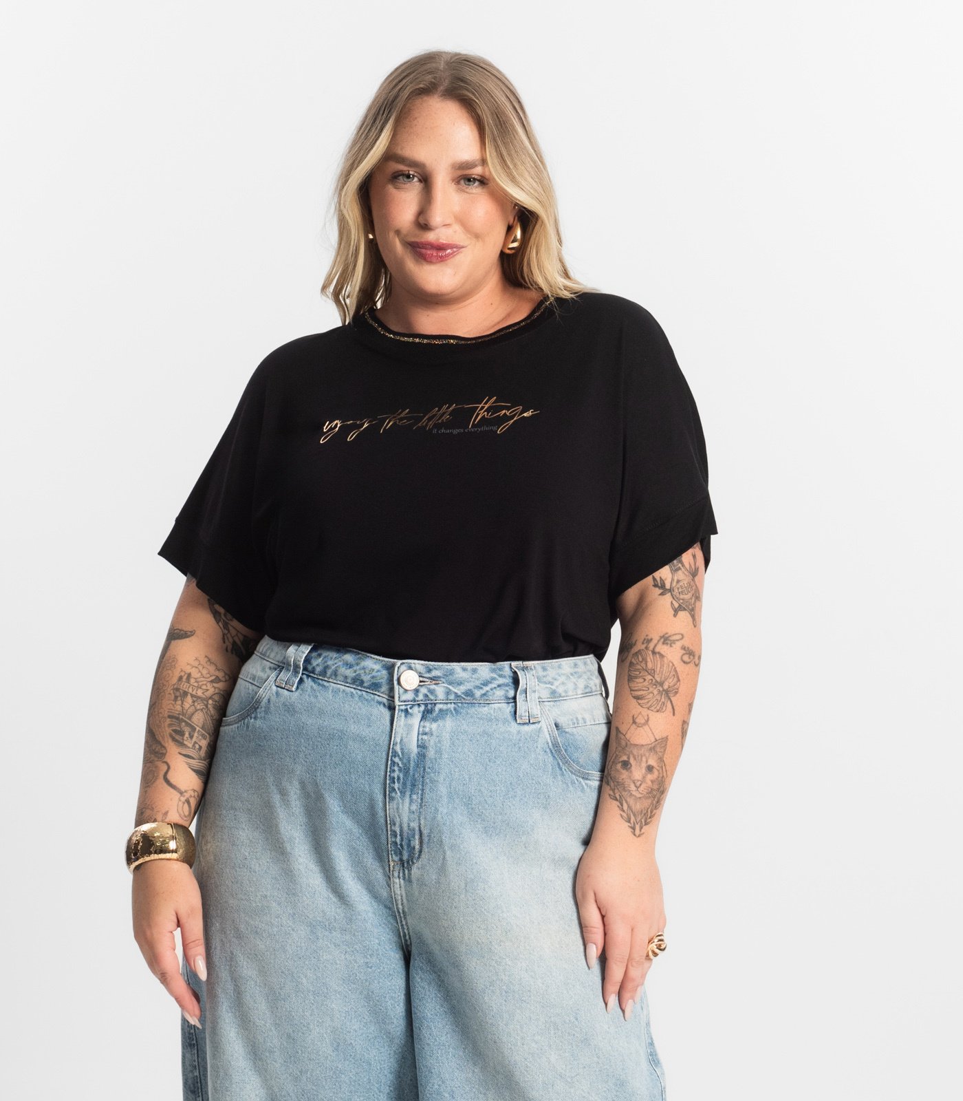 T- Shirt Feminina Manga Curta Secret Glam Codigo: S01789 PLUS SIZE - Imagem 2