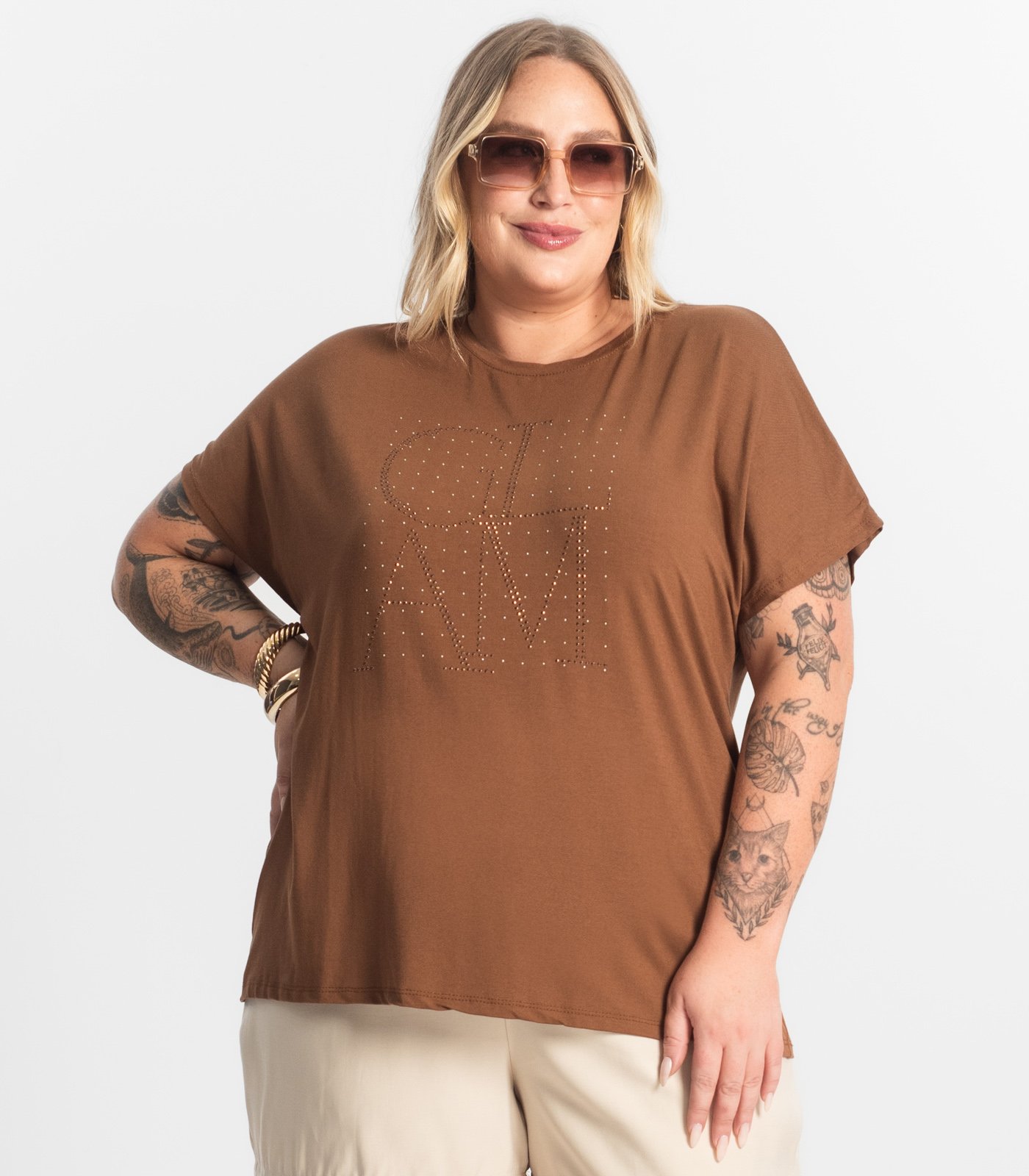 T- Shirt Feminina Manga Curta Secret Glam Codigo: S01789 PLUS SIZE - Imagem 4