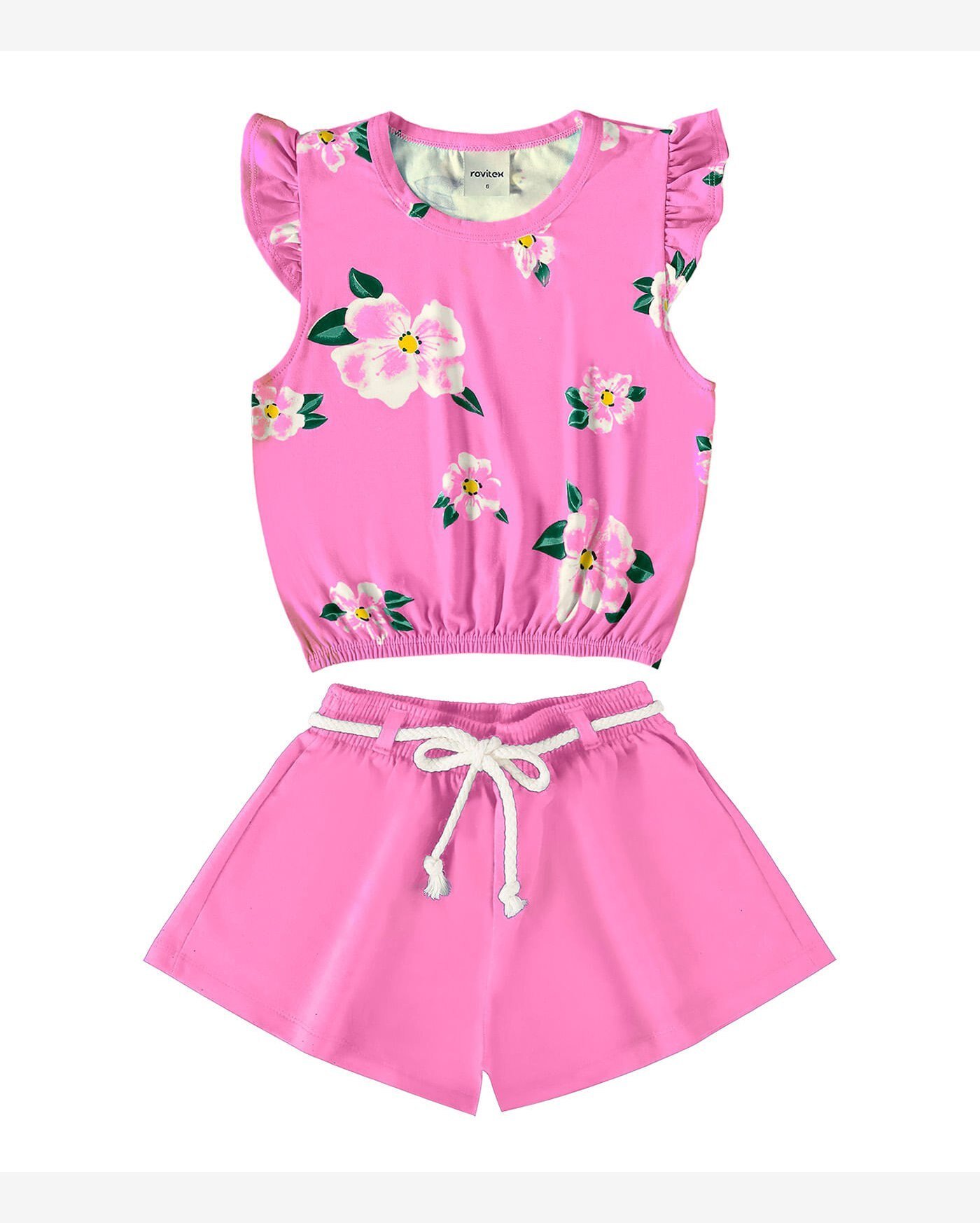 Conjunto Infantil Bata Com Ciclista Rovi Kids Rosa