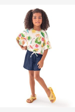 Conjunto Infantil Bata Com Ciclista Rovi Kids Rosa