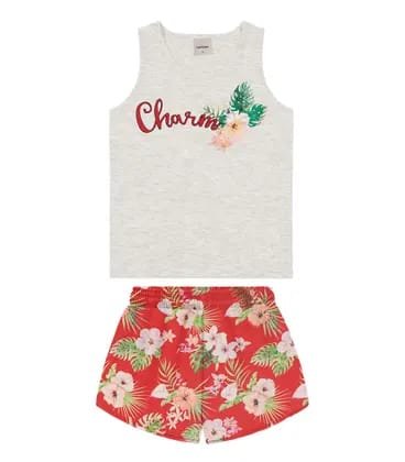 Conjunto Regata com shorts da Rovitex Kids Cinza