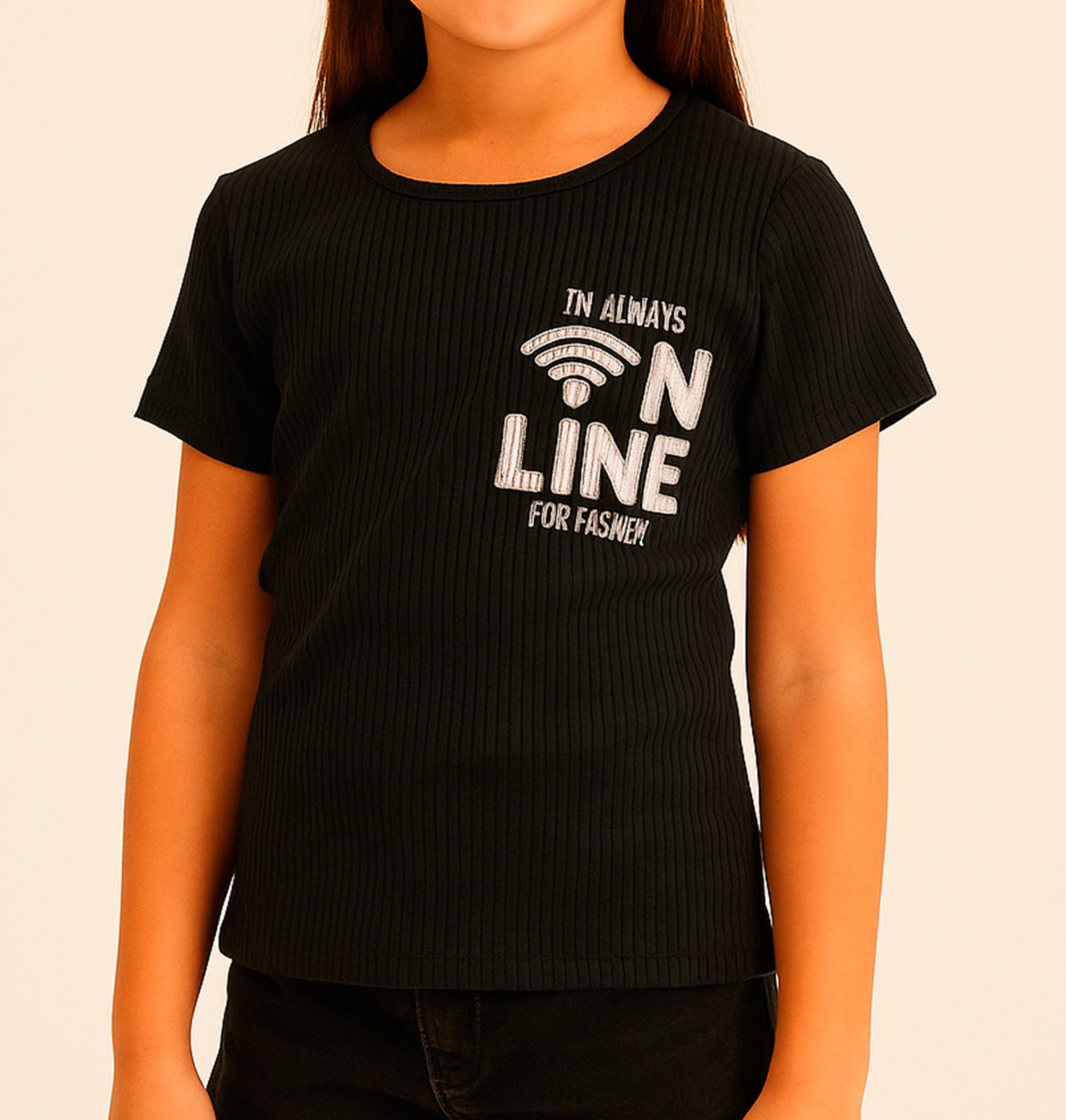 BLUSA MANGA CURTA CANELADA INFANTIL MENINA TWO COLORS - 183003 - Imagem 2