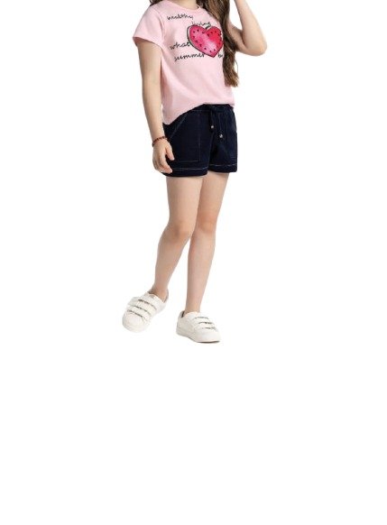 CONJUNTO COM BLUSA E CHORTS 1120142 ROSA CLARO - Imagem 2