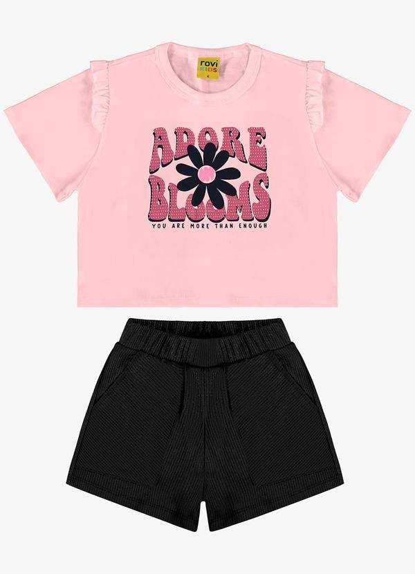 Rovi Kids - Conjunto Blusa e Shorts Estampado Rosa
