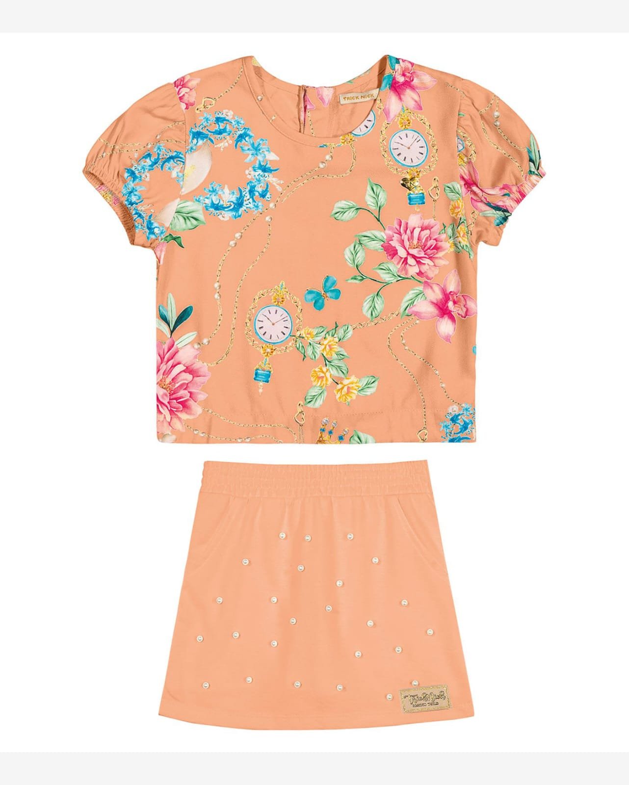 Conjunto Infantil Feminino Perolas Trick Nick Laranja