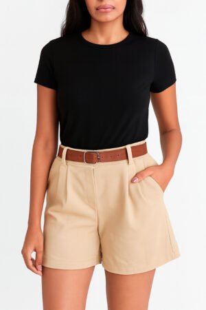 SHORT ALFAIATARIA COM CINTO FEMININO GRISEL MODAS