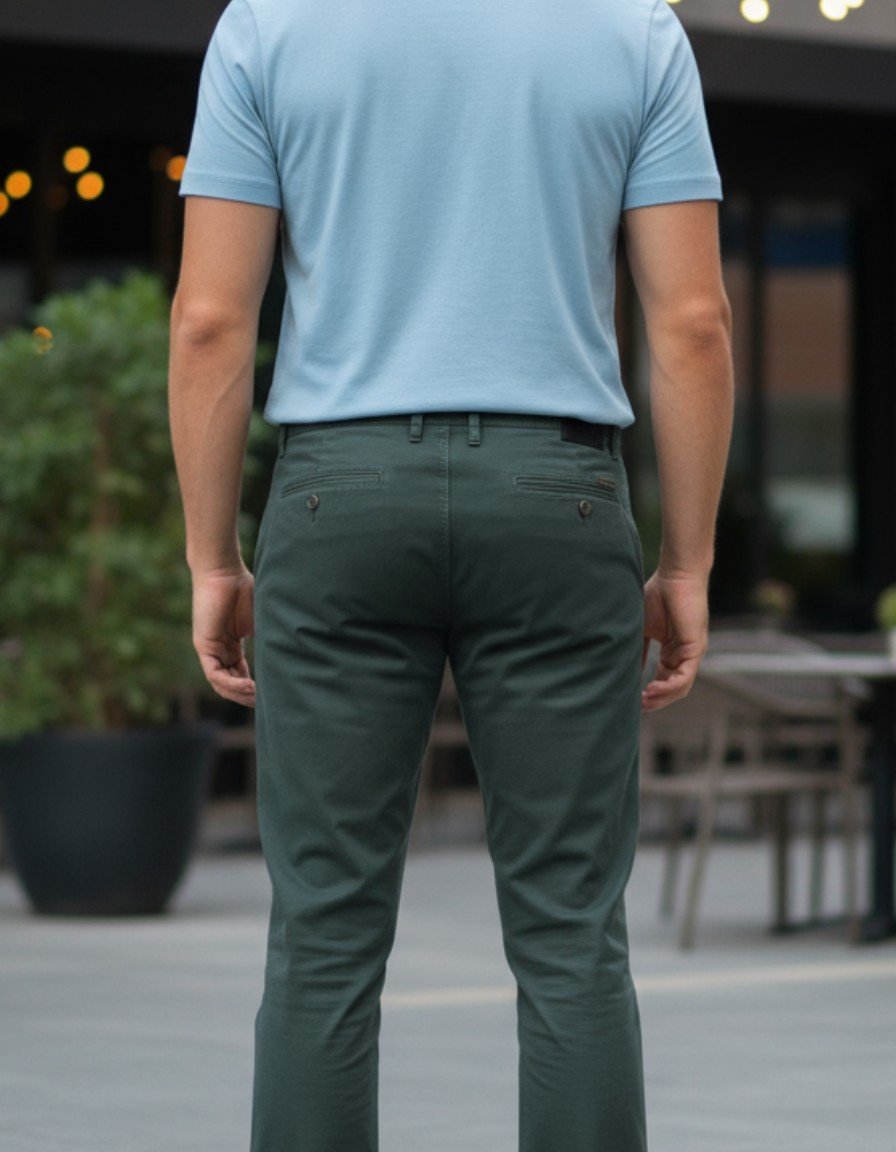 CALCA SARJA D'PANUS JEANS MASCULINA 16853 - 46 VERDE MUSGO - Imagem 6