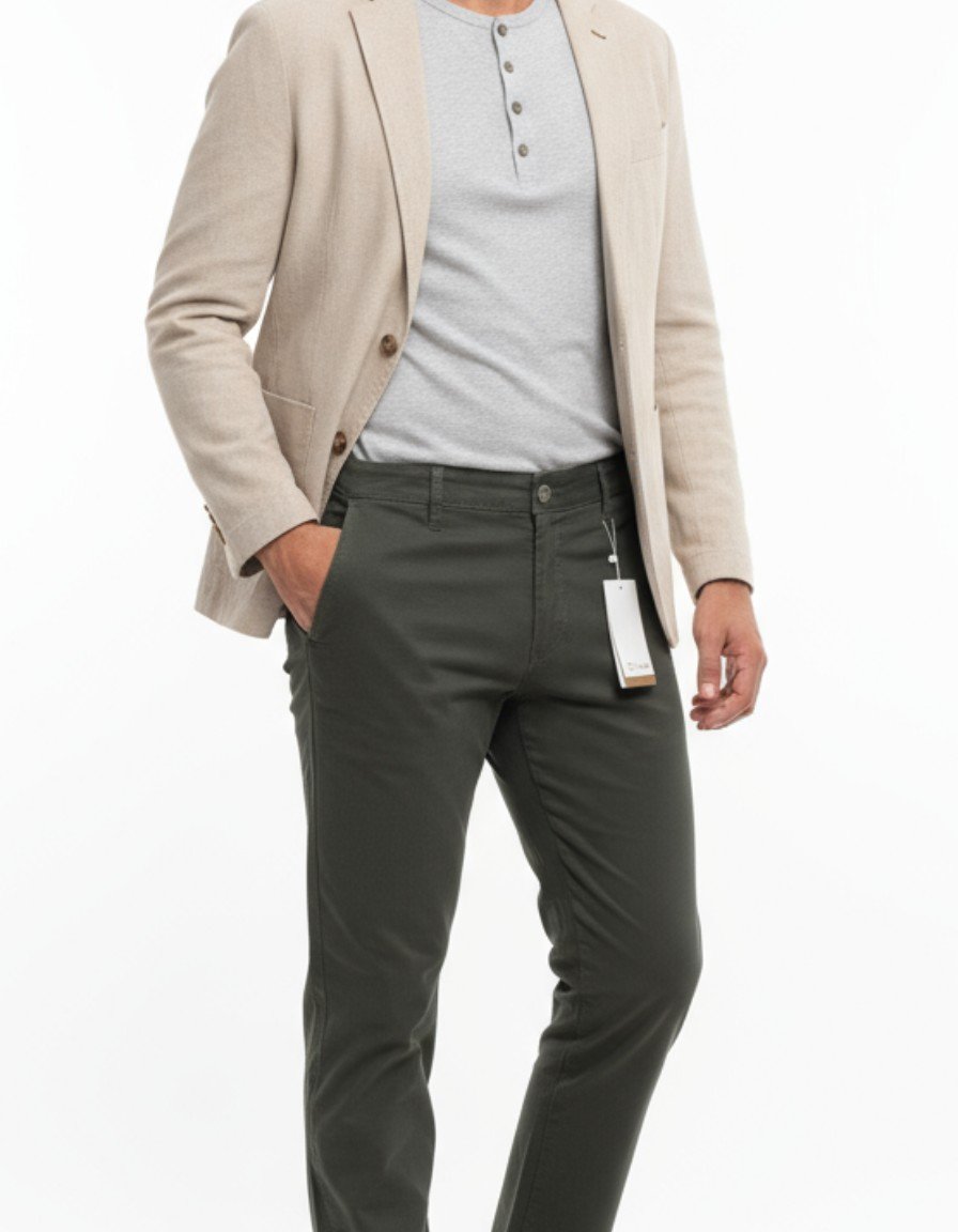 CALCA SARJA D'PANUS JEANS MASCULINA 16853 - 46 VERDE MUSGO - Imagem 7