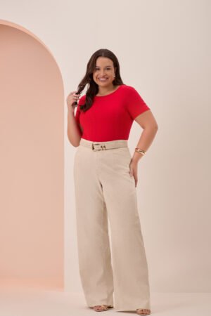 BLUSA MANGA CURTA PLUS SIZE CANELADO TRACY LUNENDER - 00459