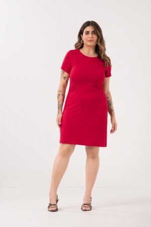 VESTIDO MANGA CURTA CANELADO LUNENDER 596