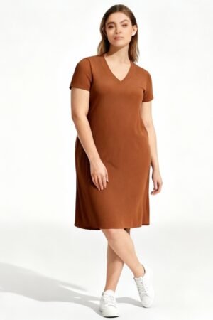 VESTIDO CANELADO FEMININO PLUS SIZE LUNENDER - 00478