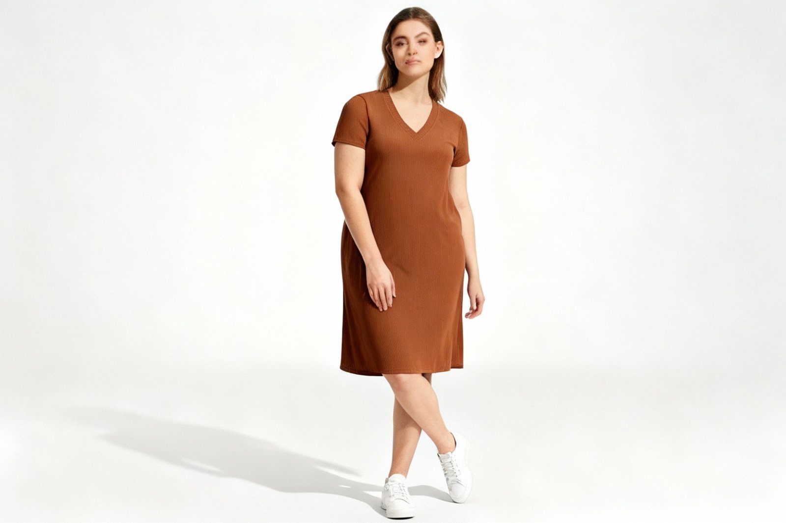 VESTIDO CANELADO FEMININO PLUS SIZE LUNENDER - 00478