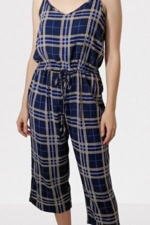 macacao pantacourt xadrez marinho e branco