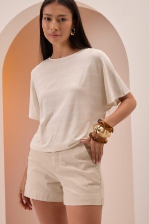 BLUSA MANGA CURTA MALHA LINHO  FEMININA LUNENDER - C5046