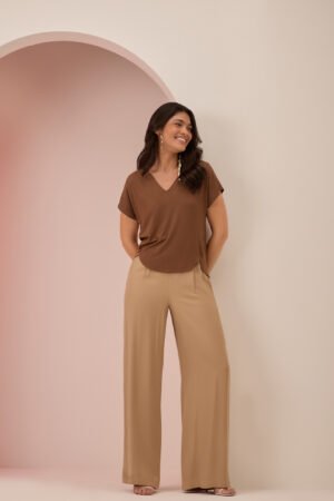 BLUSA MANGA CURTA MALHA VISCOSE FEMININA LUNENDER - C5108