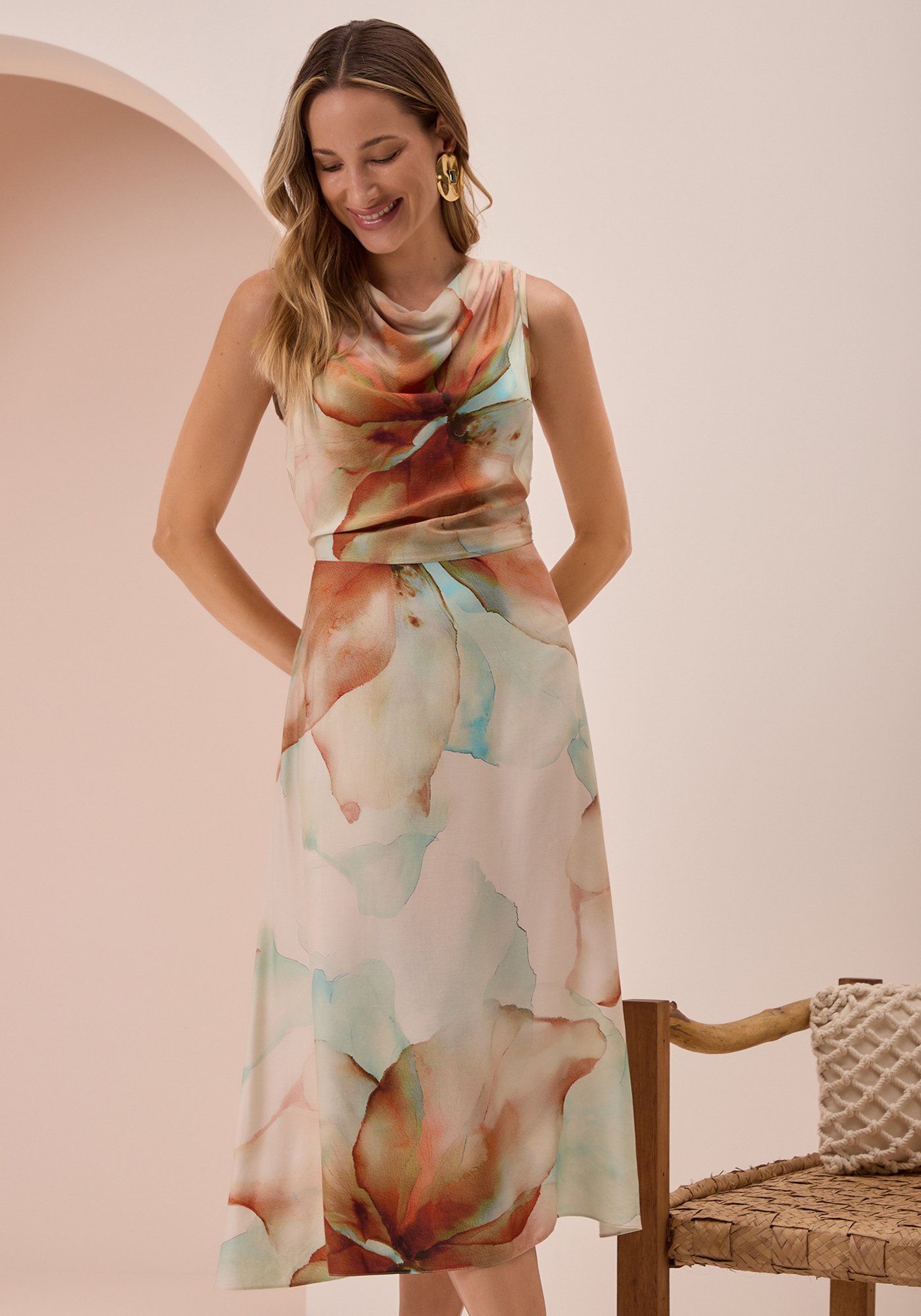 VESTIDO SEM MANGA LUNENDER C5086 FLORAL