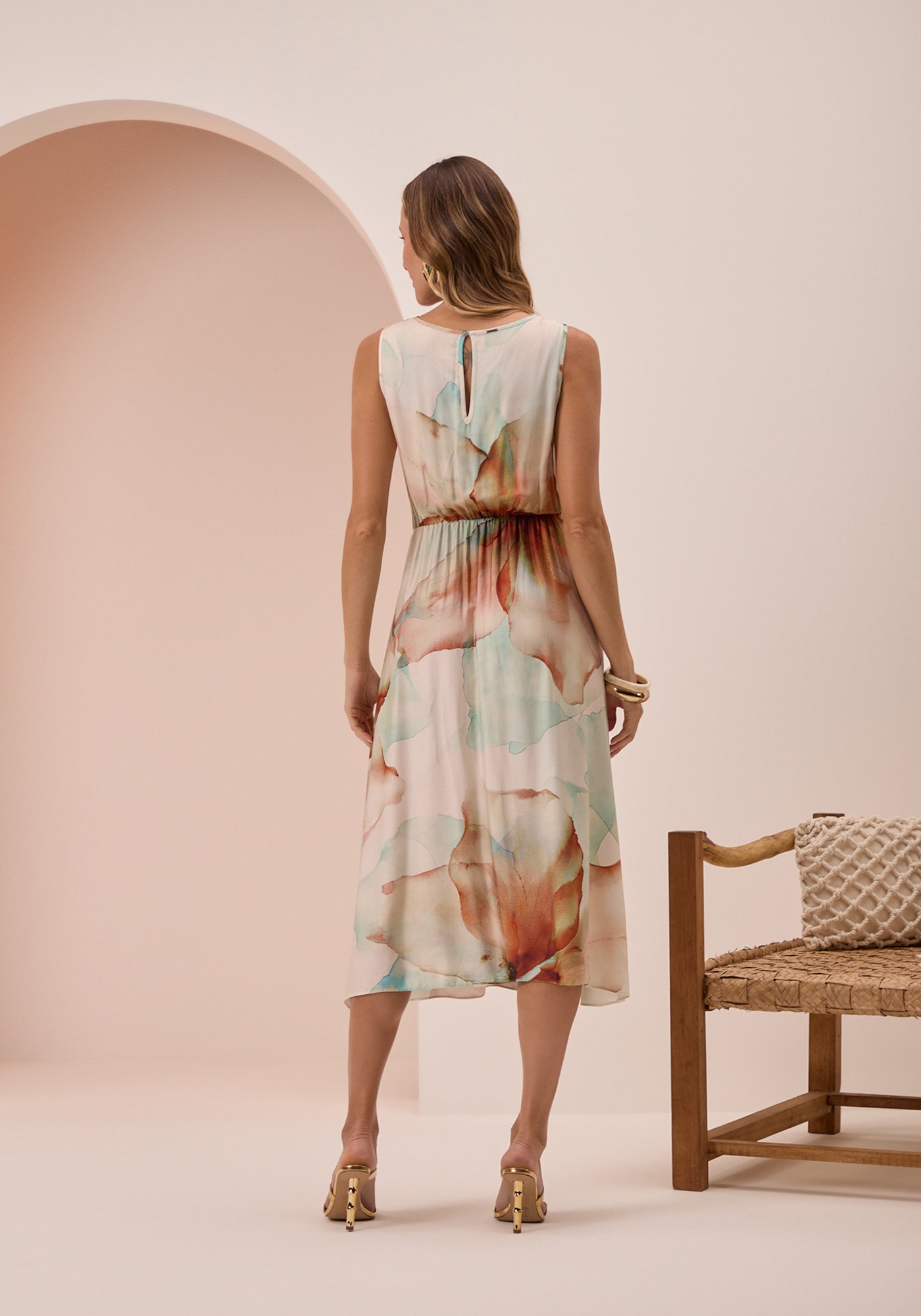 VESTIDO SEM MANGA LUNENDER C5086 FLORAL - Imagem 2