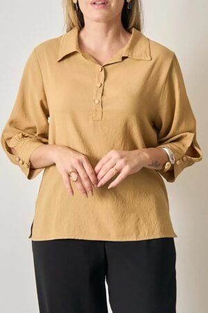 BLUSA MANGA34 COM GOLA  COM BOTAO LISA 2242 HEMIX