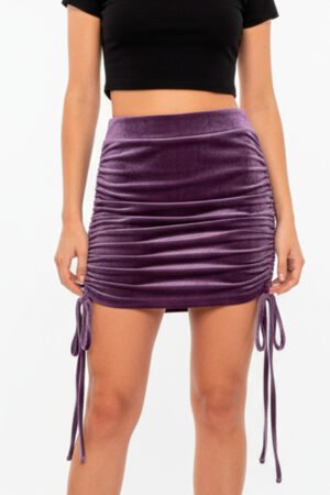 SAIA FEMININA VELUDO COM ELASTANO E DRAPEADO