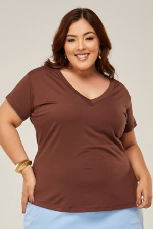 CAMISETA T SHIRT FEMININA PLUS SIZE DECOTE V GeB BROS