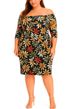VESTIDO FEMININO CANELADO PLUS SIZE ESSENCE ALL CURVES