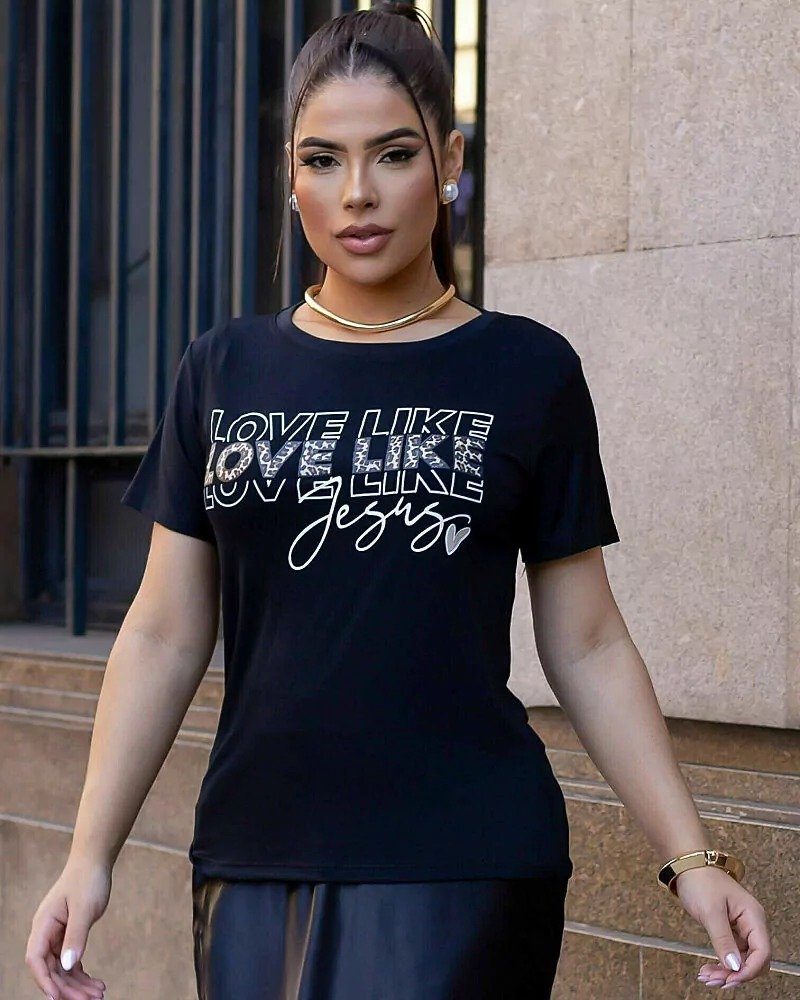 CAMISETA T SHIRT FEMININA GeB BROS LOVE LIKE - Imagem 5