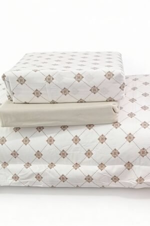 JOGO DE CAMA COMPLETO QUEEN SIZE COM ELASTICO TRESOR 180 FIOS 100% ALGODAO