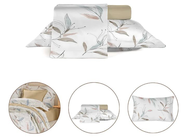 Jogo Lemcol Queen 4 PECAS LENCOL COM VIRA E DRONHA COM ABAS 100% Algodao 180 fios Teka Florenca - Imagem 3