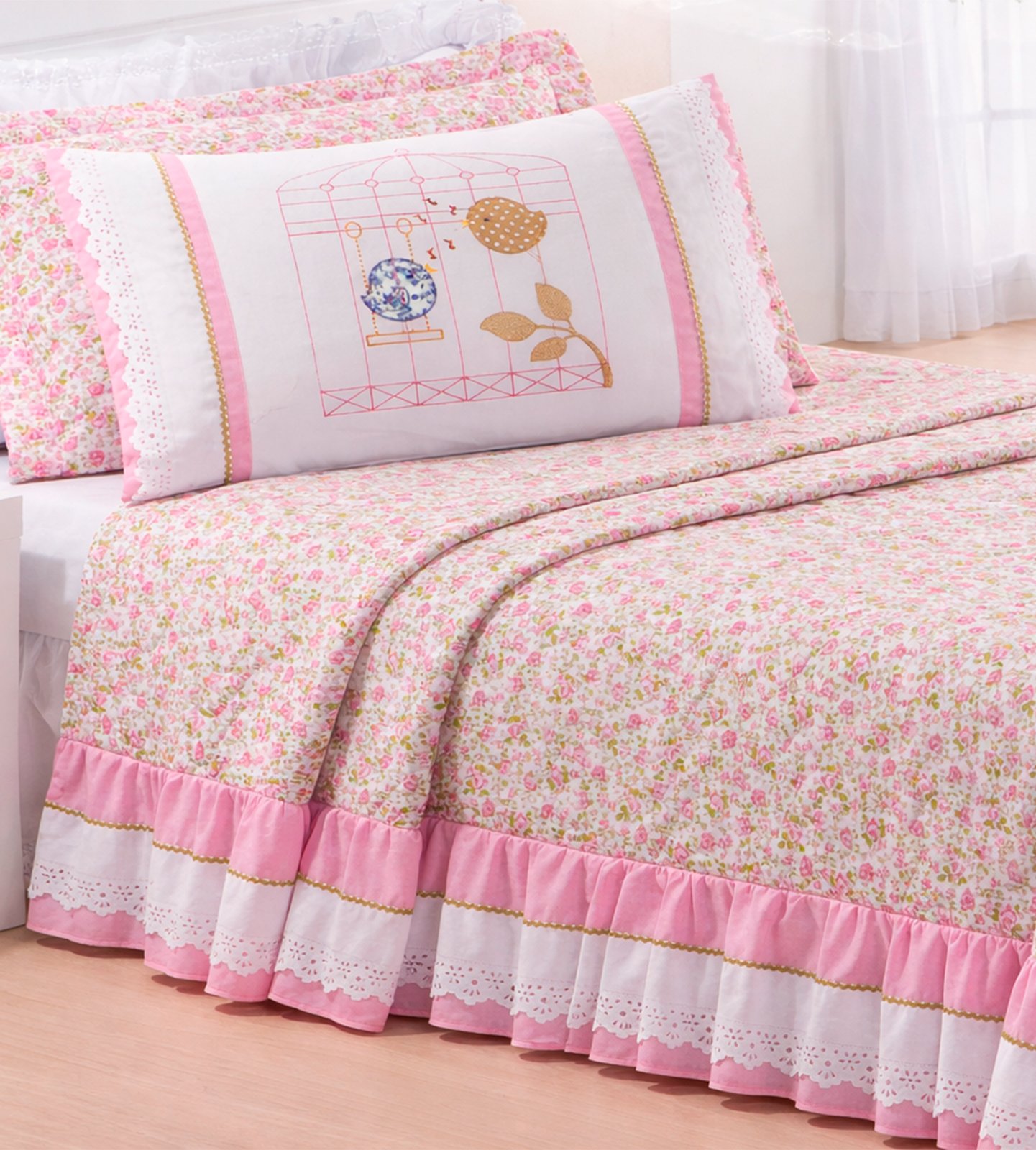 COBRE LEITO SOLTEIRO SULAMITA TEXTIL 3 PC - REF 9124