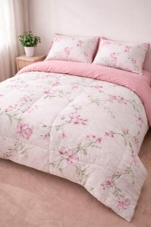 EDREDOM BELLA ENXOVAIS MALHA DAFINE C/ROSA CASAL 1PC - 24053