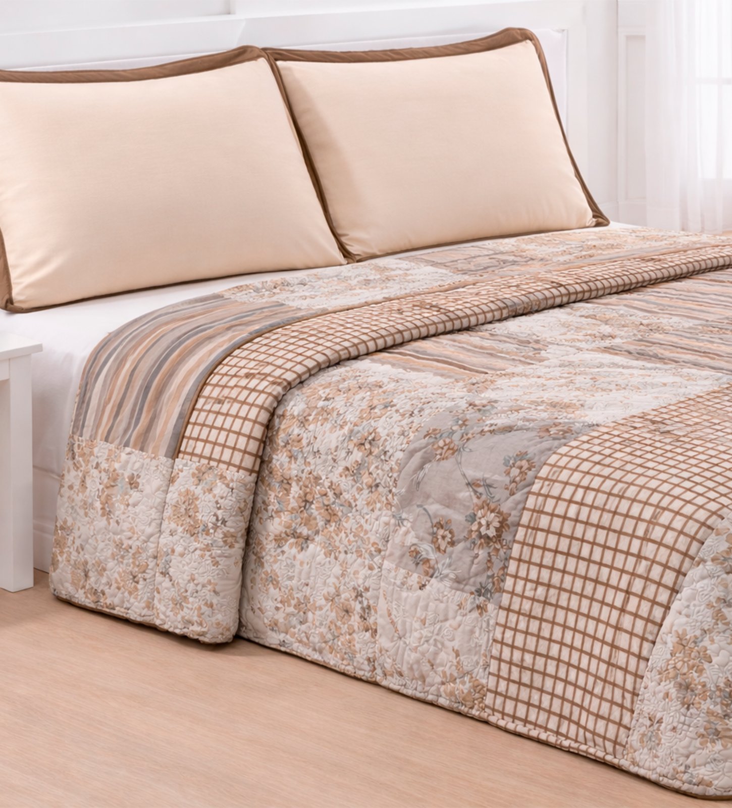 COBRE LEITO CASAL TECIDO SULAMITA ENXOVAIS 3 PC - REF 17