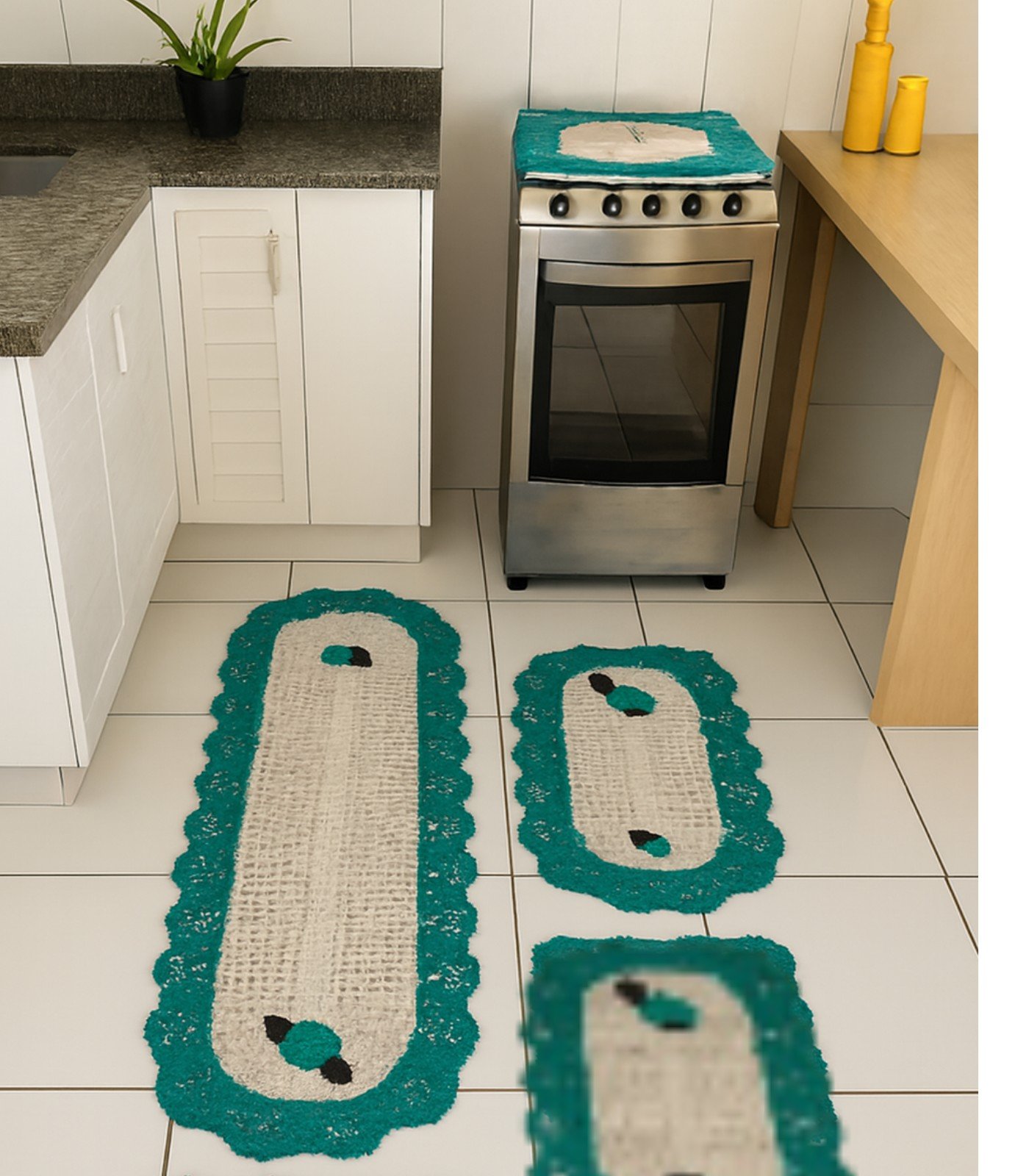 JOGO DE TAPETES TRICOT 3 PCS MARIA VERONEZ